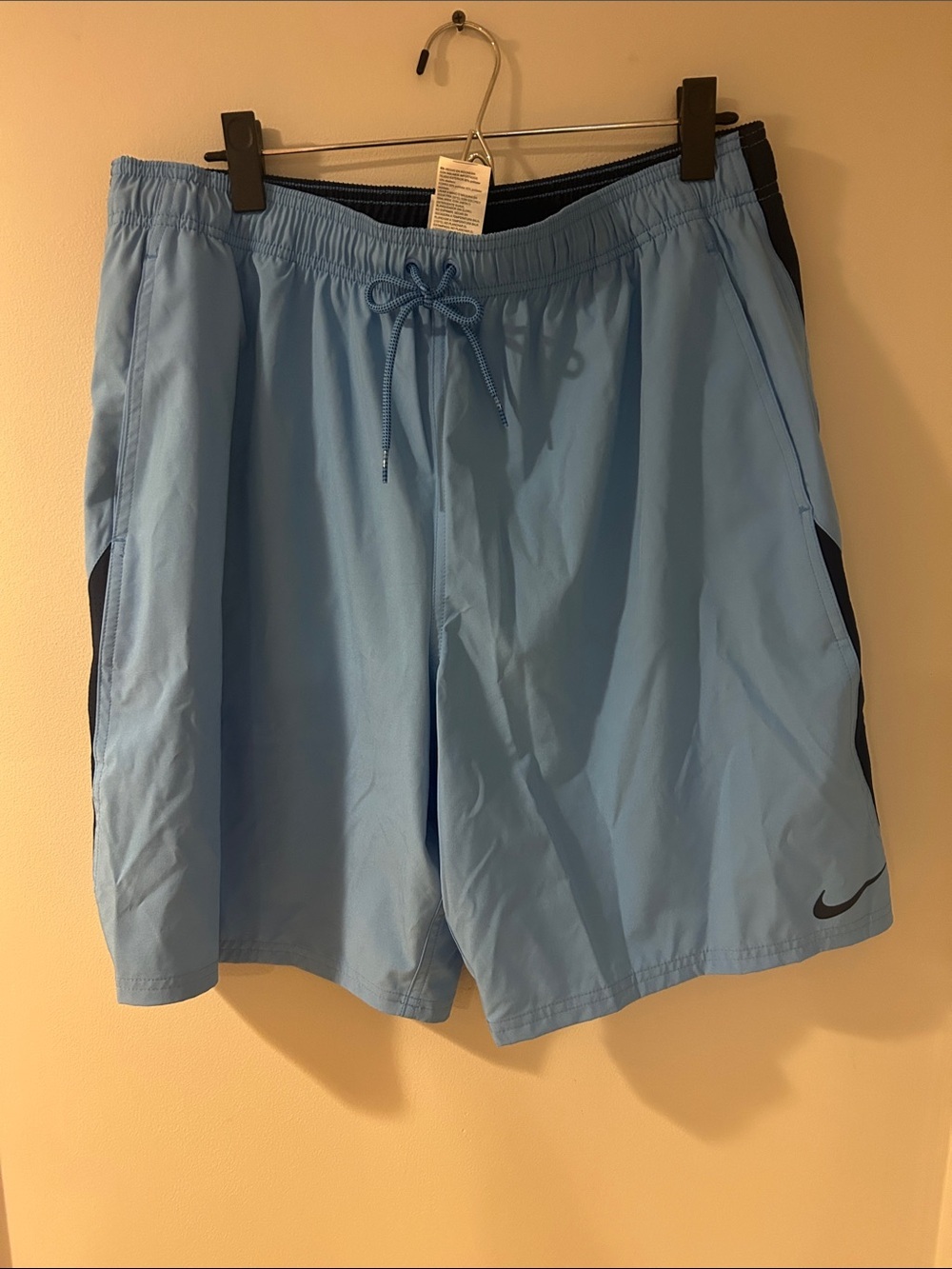 Nike Men’s Light Blue Swim Trunks with Black Trim